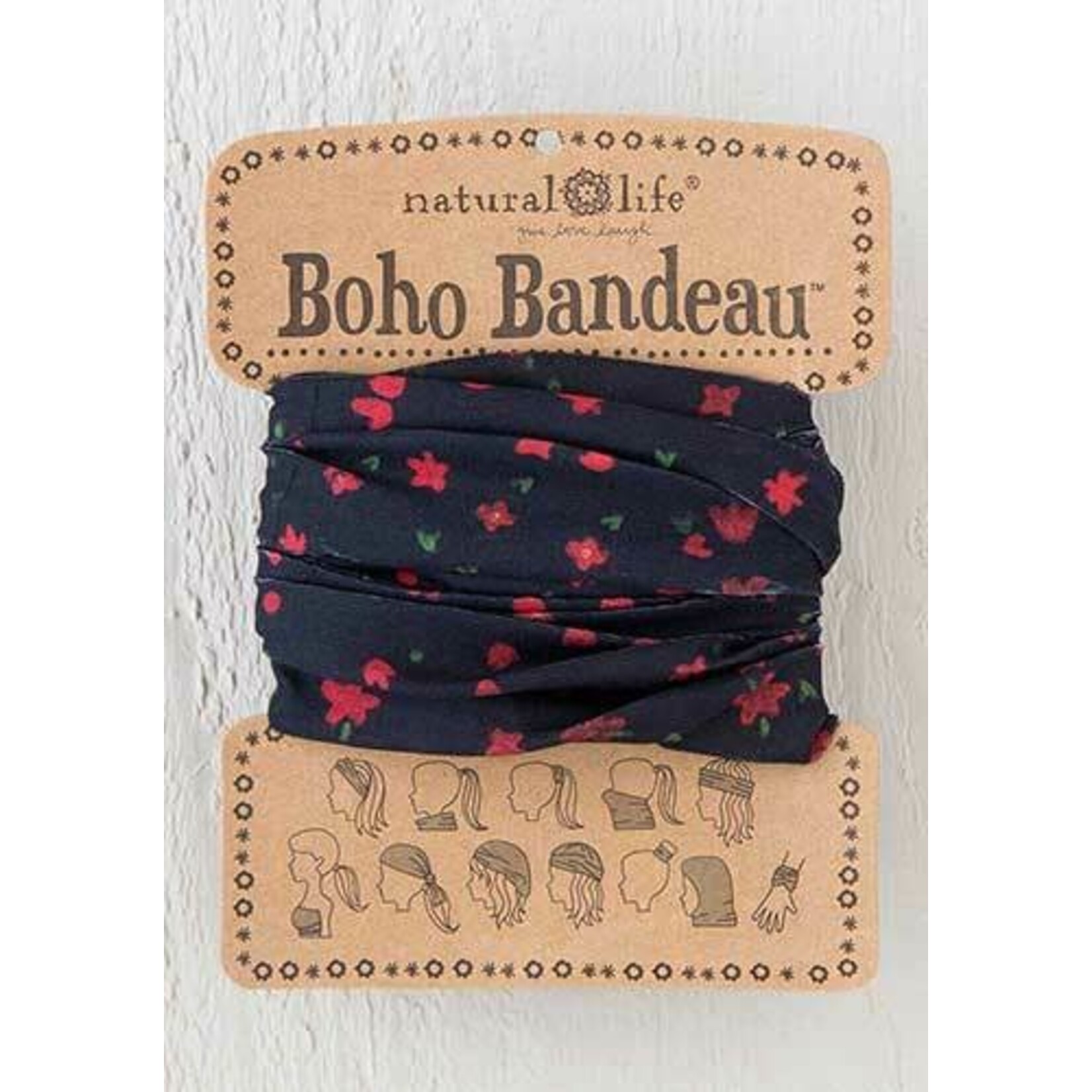 natural life black red flowers boho bandeau