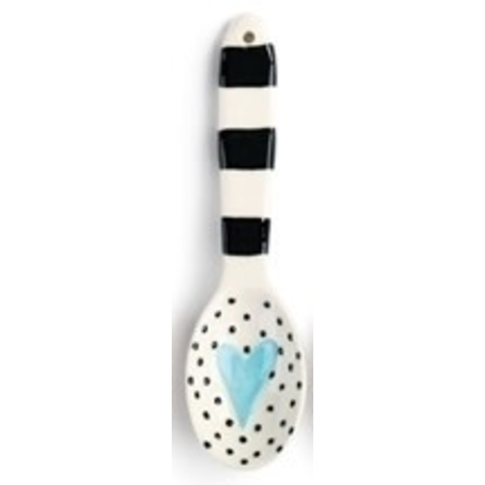 m. lynne designs black stripe handle with blue accent ceramic spoon