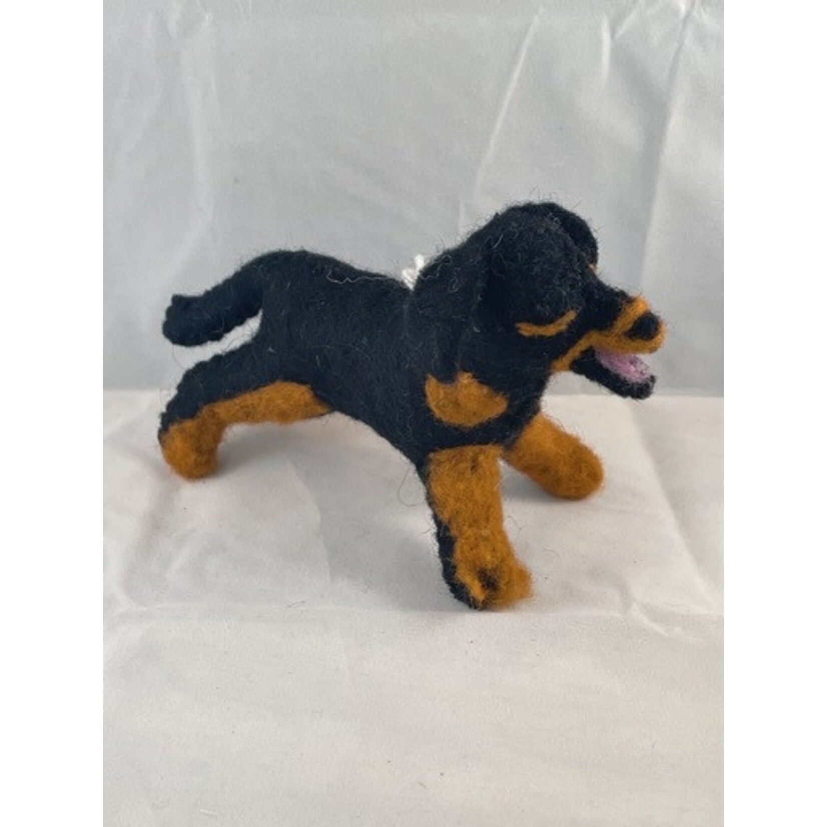 m. lynne designs black with tan patch felted wool dog ornament