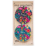 natural life bless protect set of two car coasters