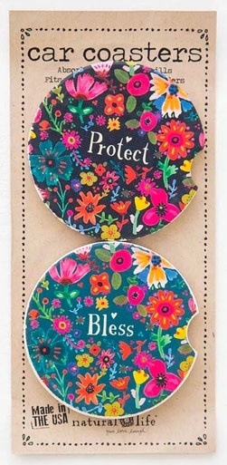 natural life Bless Protect Set of 2 Car Coaster