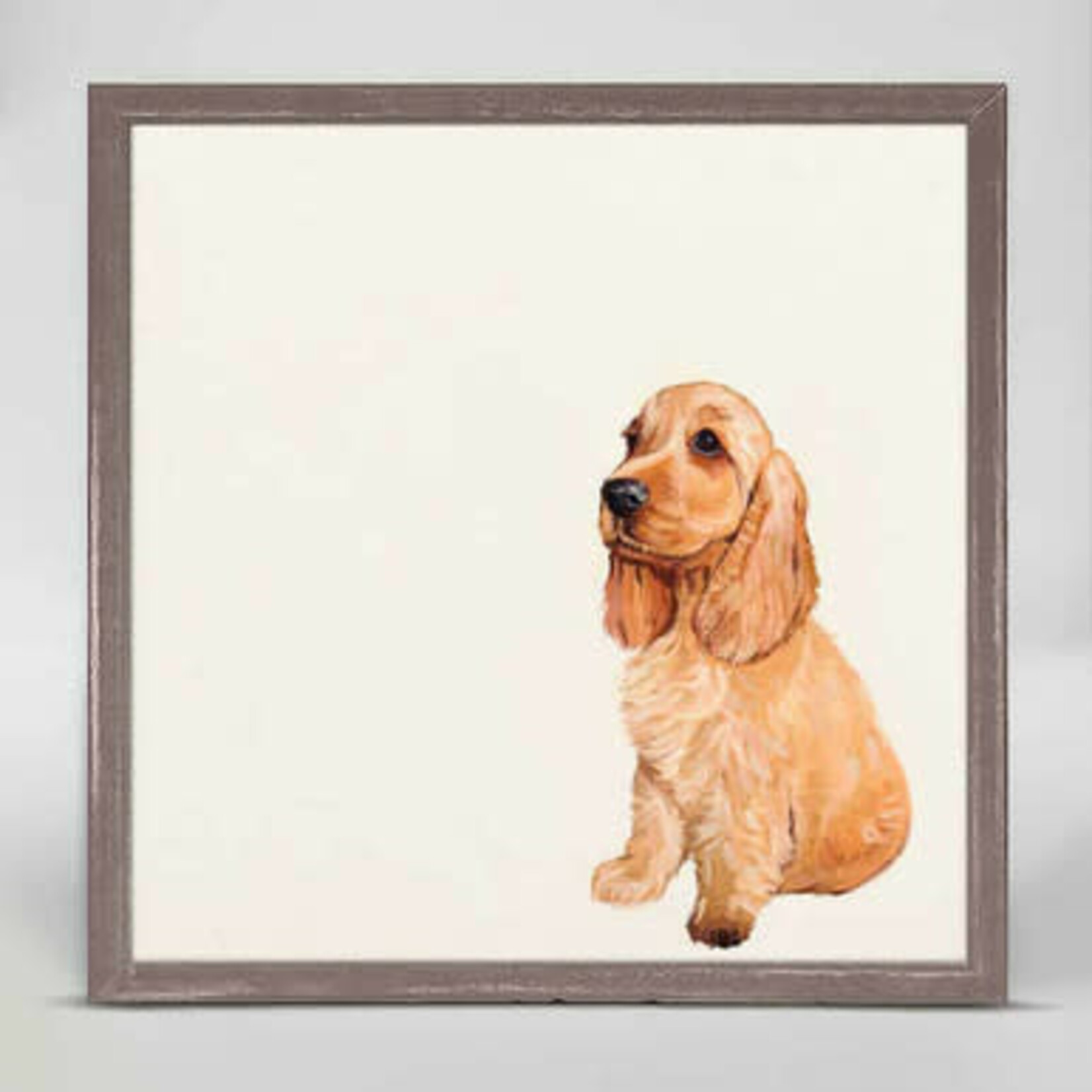 m. lynne designs blonde cocker spaniel framed canvas