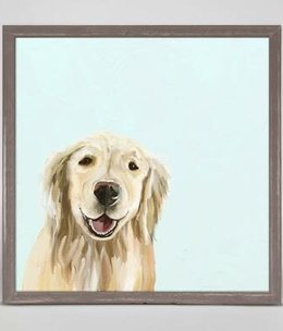 available at m. lynne designs blonde retriever framed canvas