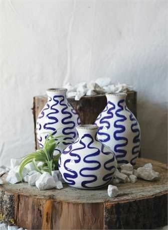available at m. lynne designs Blue Ceramic Patterned Vase