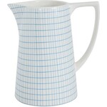 m. lynne designs blue checks stoneware pitcher