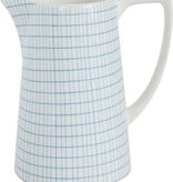 available at m. lynne designs Blue Checks Stoneware Pitcher