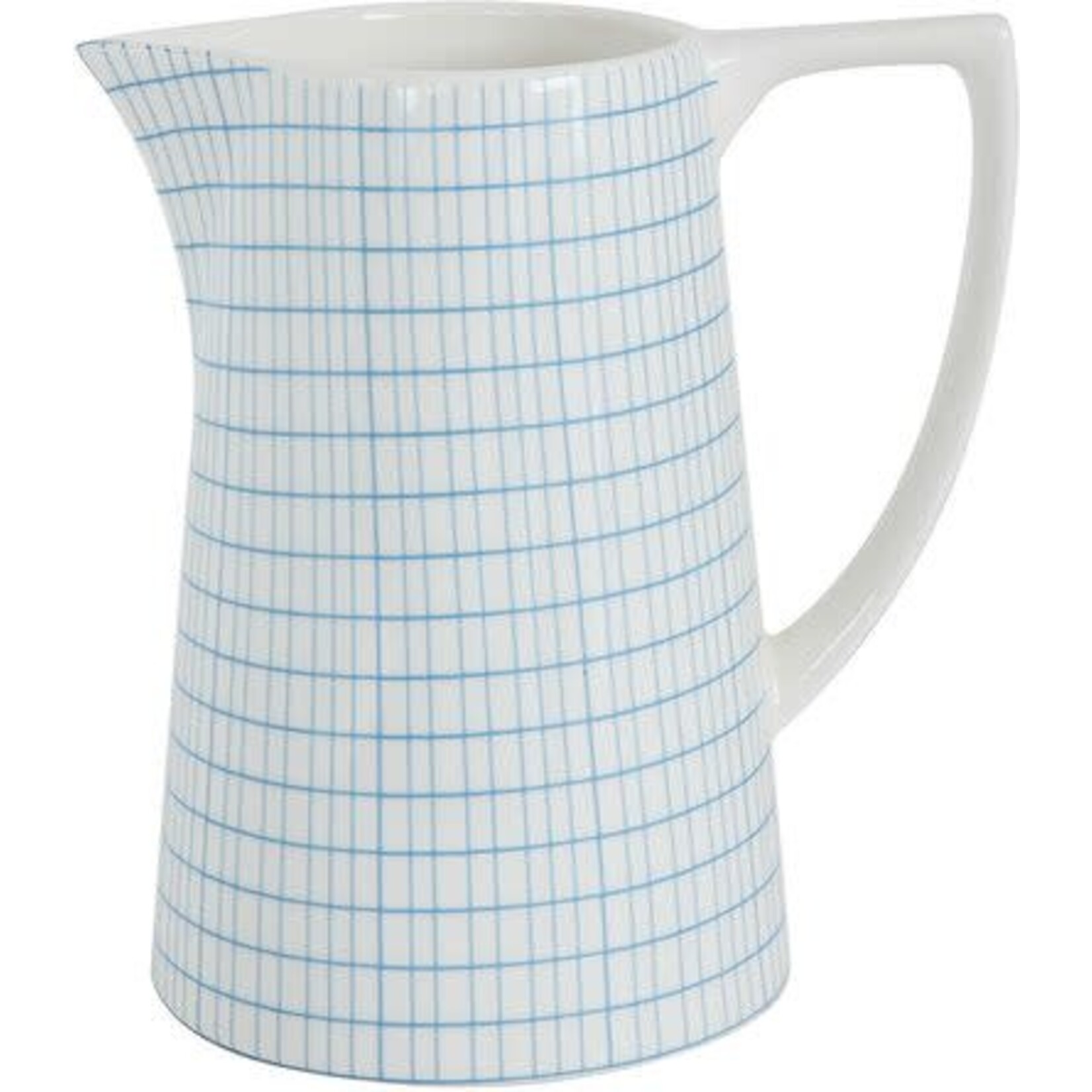 m. lynne designs blue checks stoneware pitcher