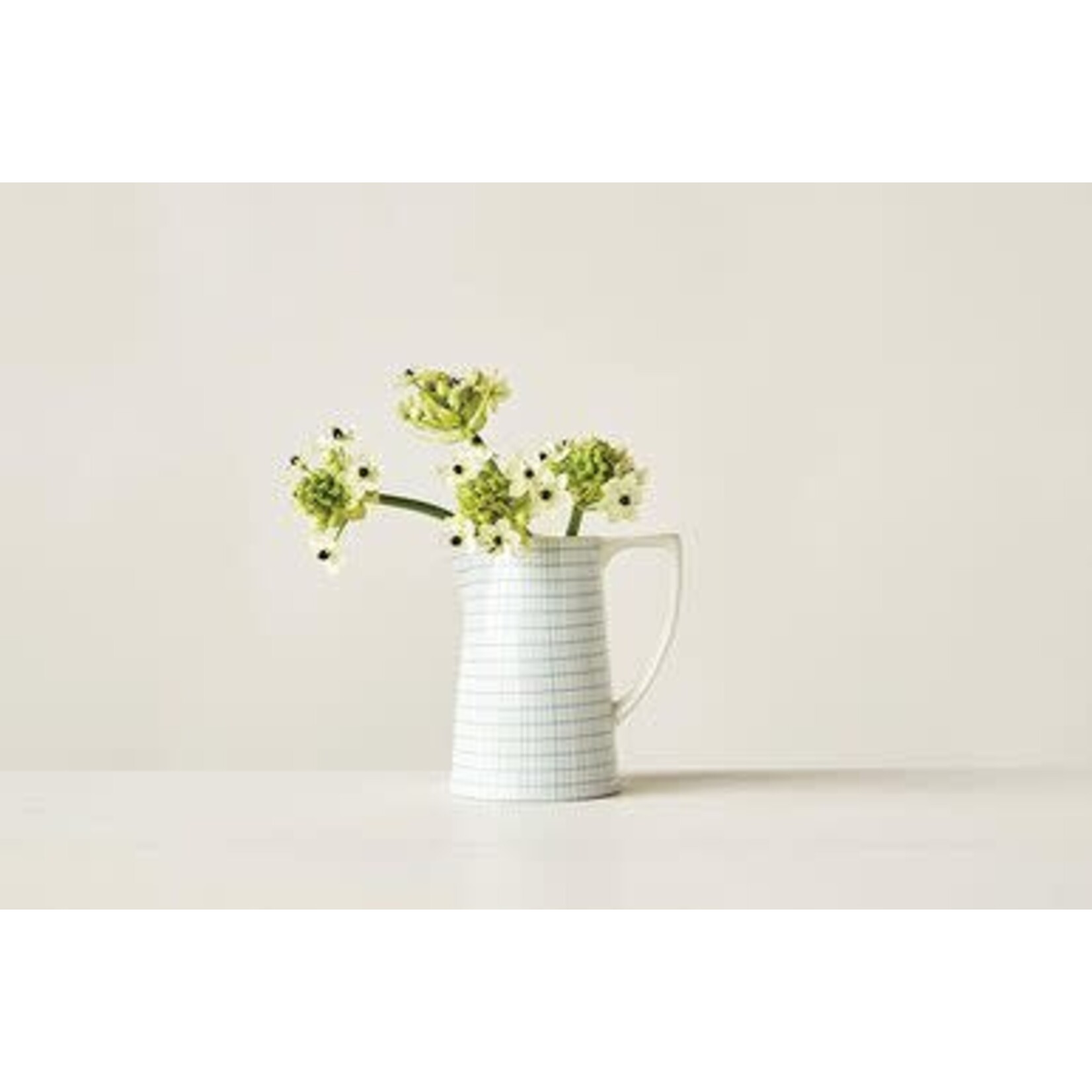m. lynne designs blue checks stoneware pitcher