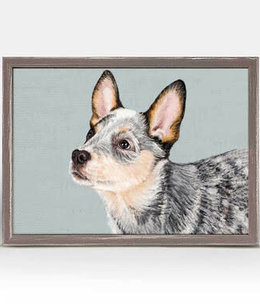 Blue Heeler Puppy Framed Canvas