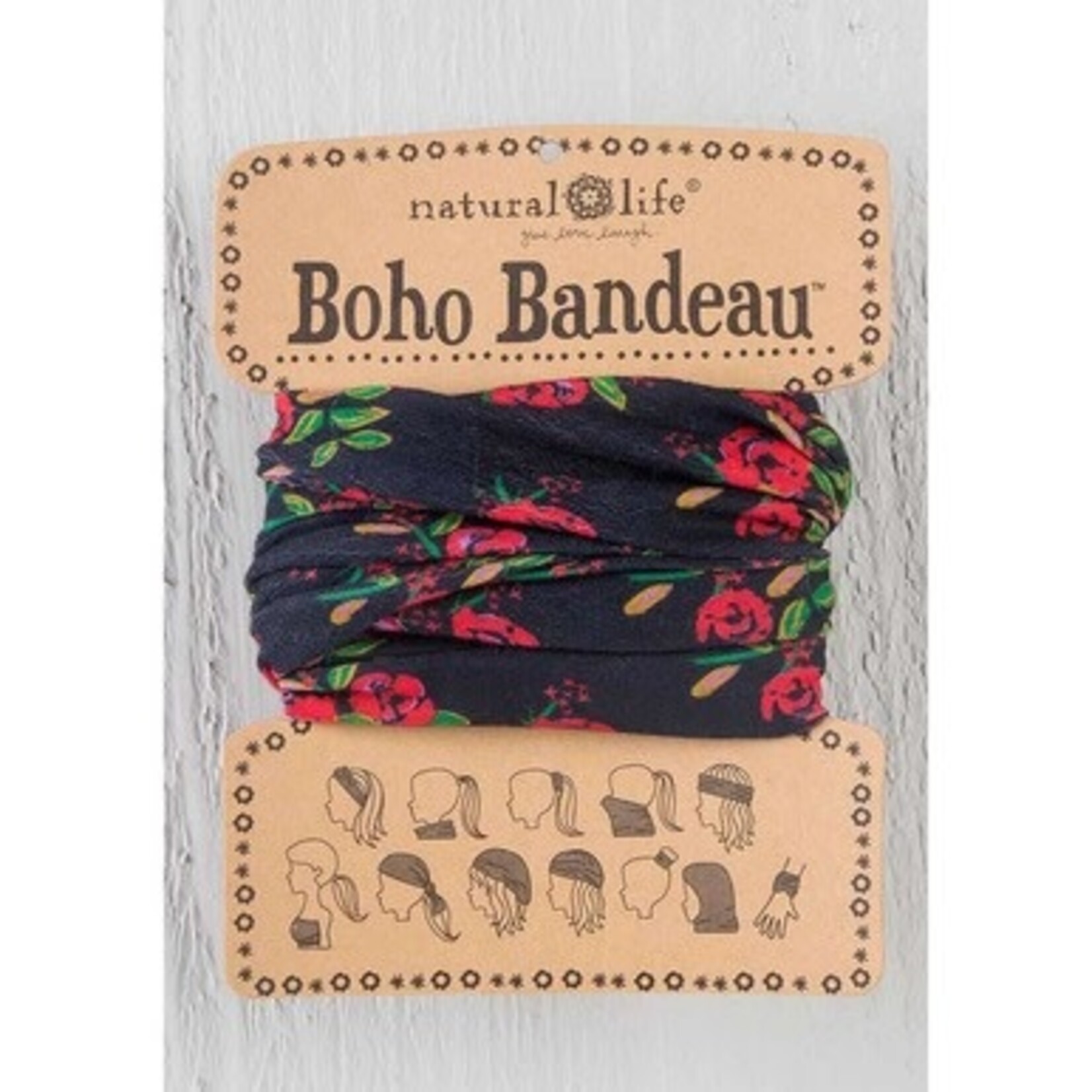 natural life black blooms boho bandeau