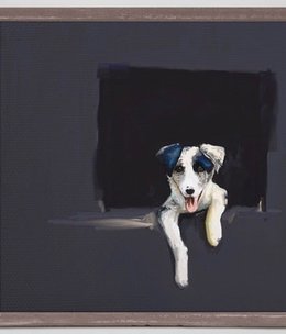 available at m. lynne designs Border Collie Puppy Framed Canvas