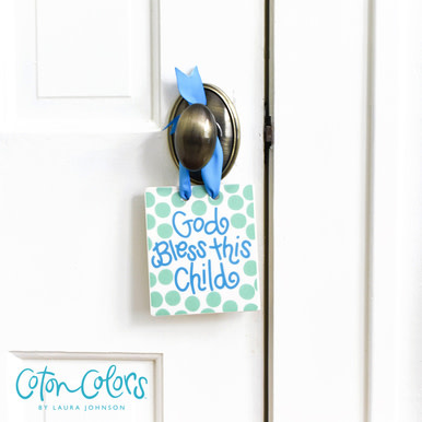 coton colors Boy God Bless This Child Door Plaque