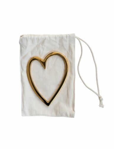 available at m. lynne designs Brass Heart in Drawstring Bag