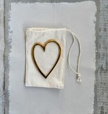 available at m. lynne designs Brass Heart in Drawstring Bag