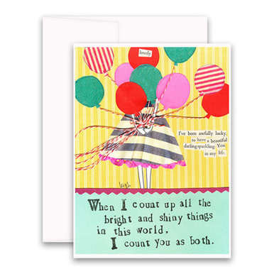 curly girl Bright and Shiny Things Card