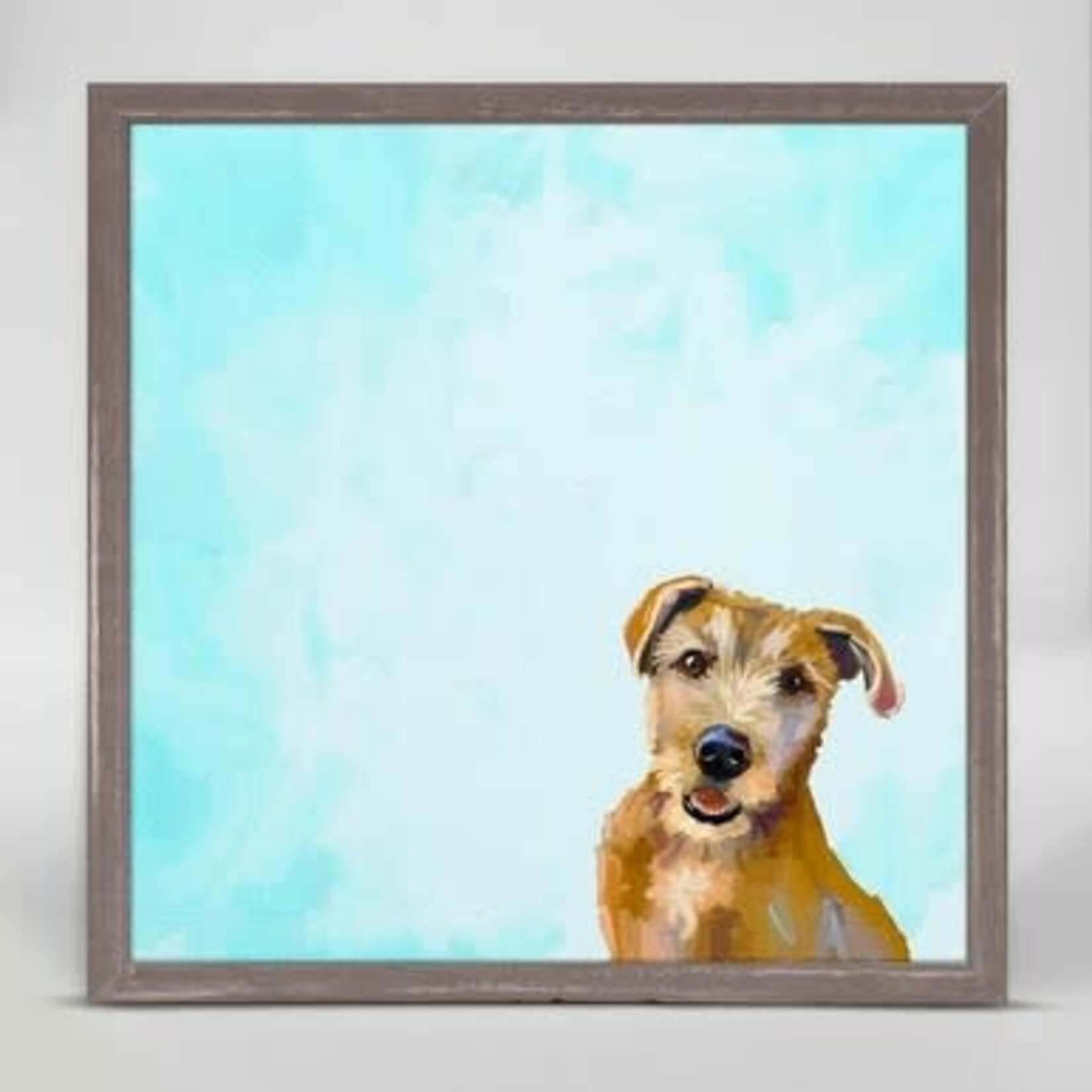 m. lynne designs brown dog framed canvas