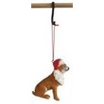 m. lynne designs brown dog with santa beard felted wool dog ornament