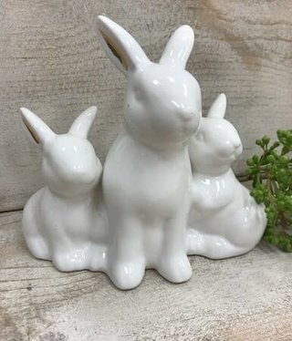 available at m. lynne designs Bunny Family with Gold Trim