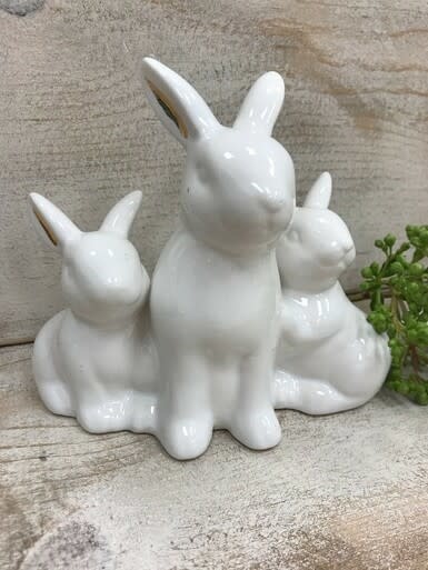 available at m. lynne designs Bunny Family with Gold Trim