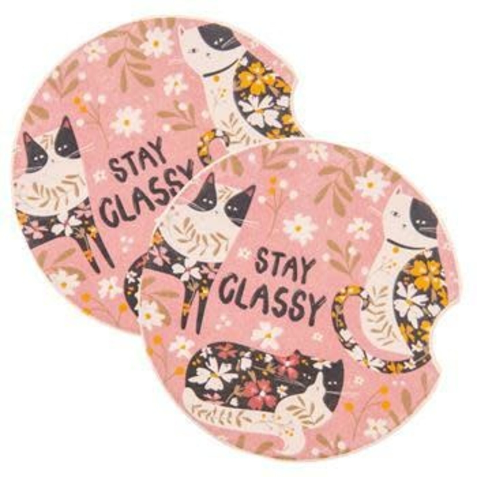 m. lynne designs cat classy set of two car coaster