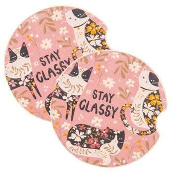 available at m. lynne designs Cat Classy Car Coaster