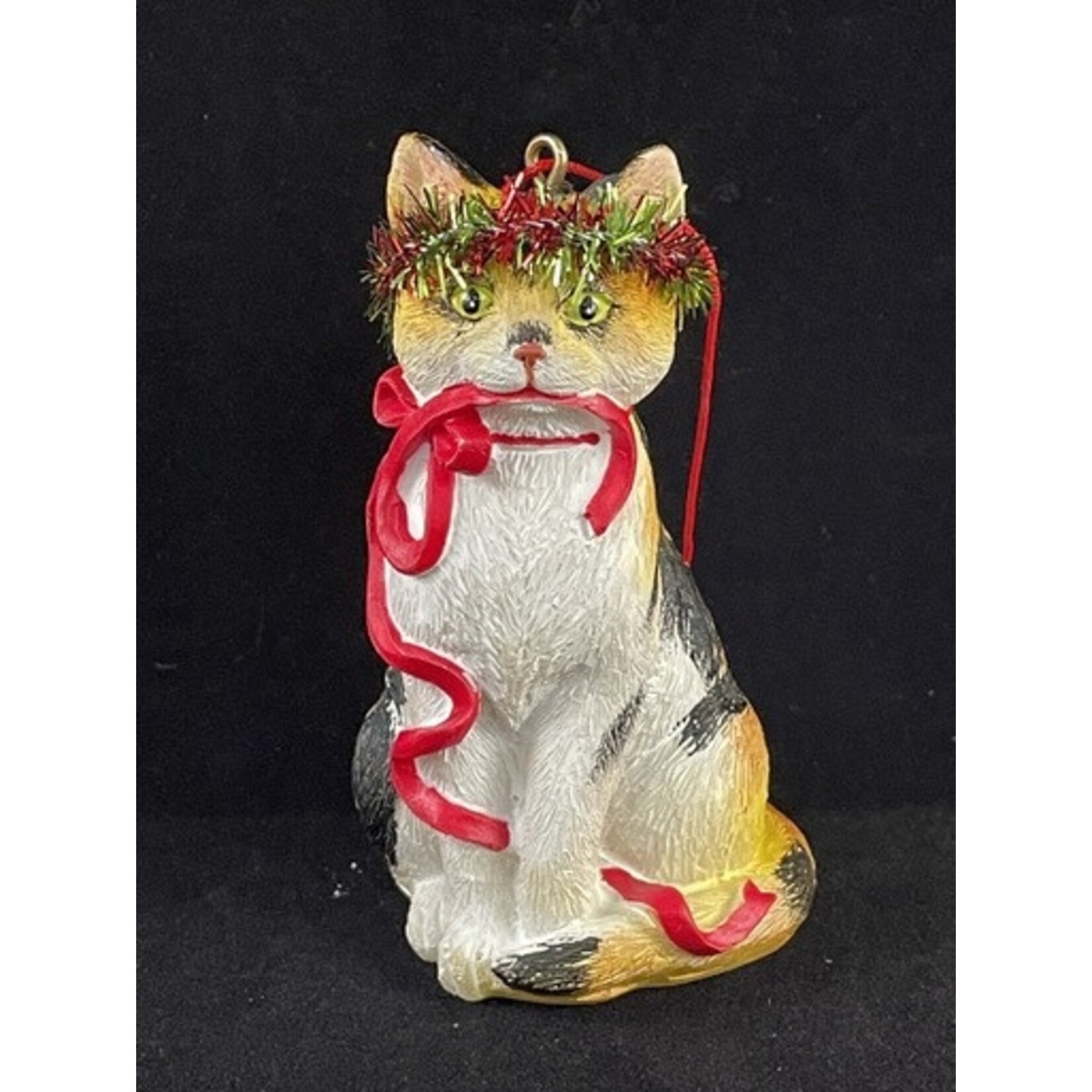 m. lynne designs cat with ribbon ornament
