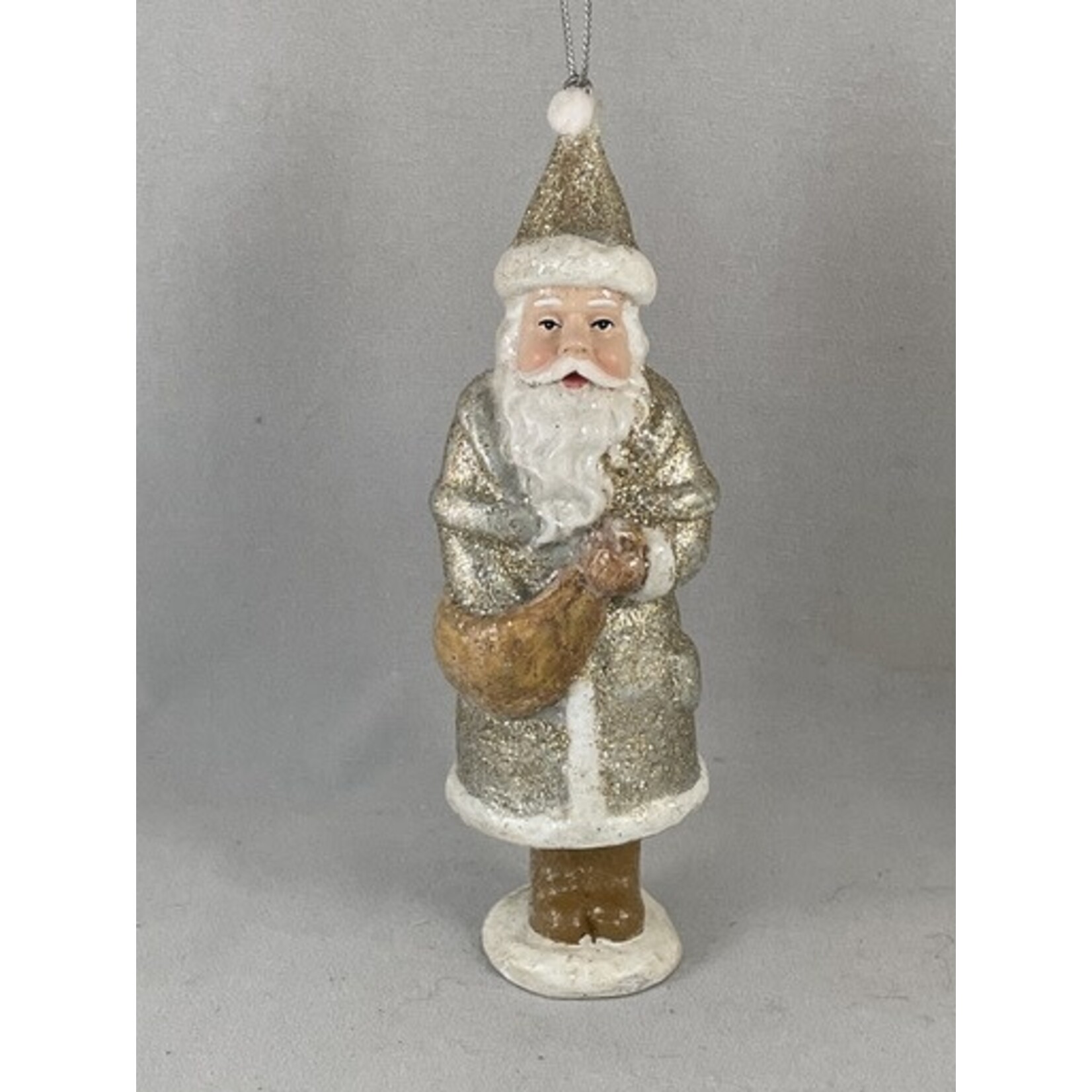 m. lynne designs champagne santa ornament