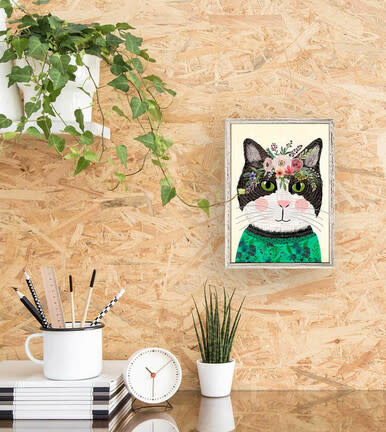 available at m. lynne designs Charlie the Cat Framed Canvas