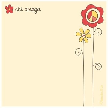 available at m. lynne designs Chi Omega Peace Sticky Notes