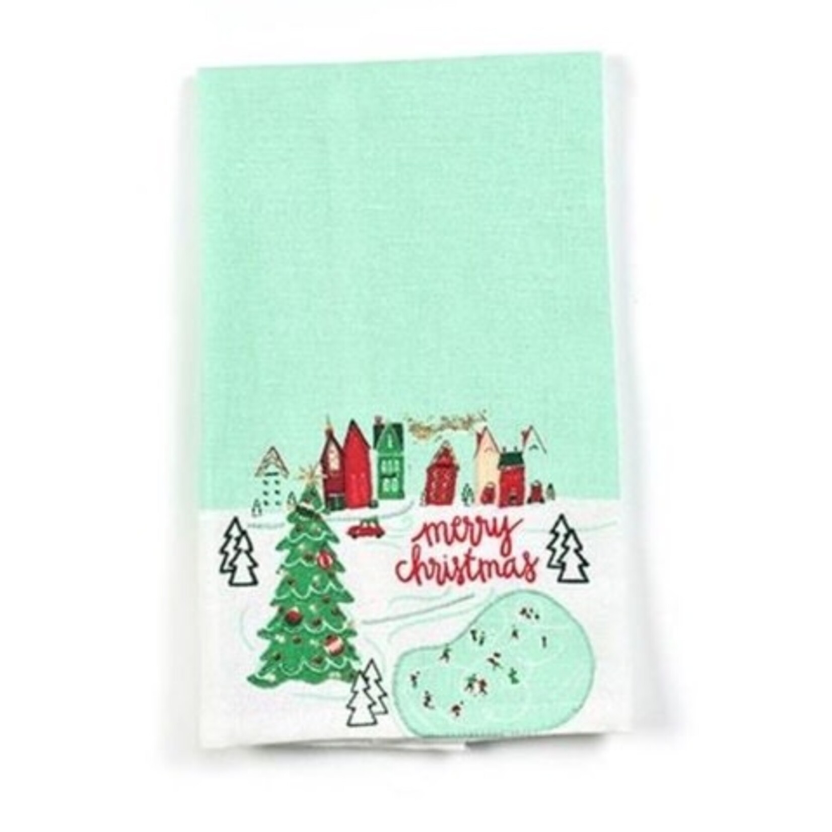 coton colors christmas in the village town medium hand towel