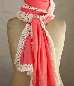 natural life Coral and Cream Scarf