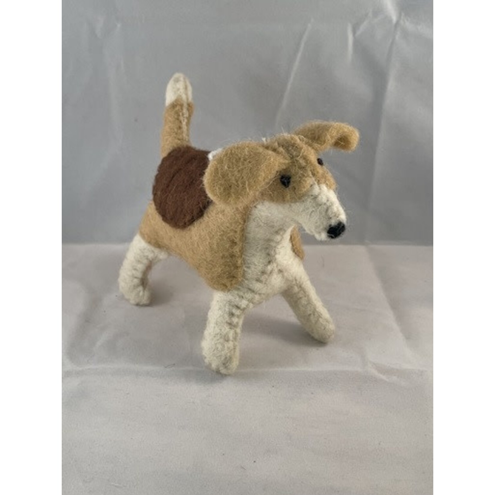m. lynne designs cream, tan & brown felted wool dog ornament