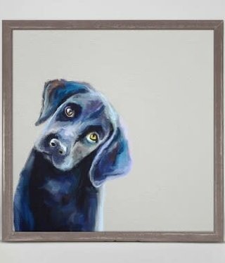 available at m. lynne designs curious black lab framed canvas