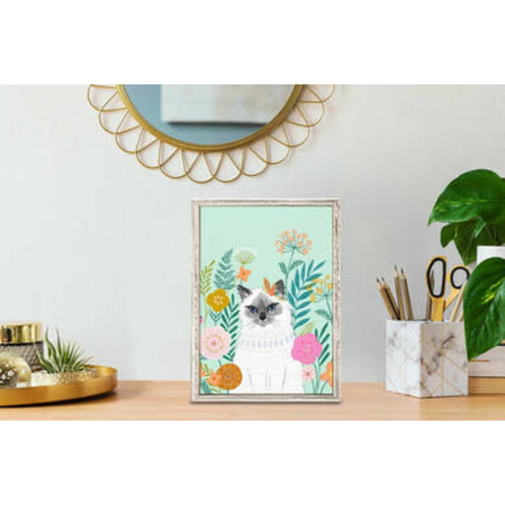 m. lynne designs curious kitten framed canvas