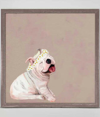 available at m. lynne designs Daisy Pup Framed Canvas