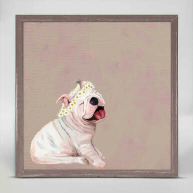 available at m. lynne designs Daisy Pup Framed Canvas