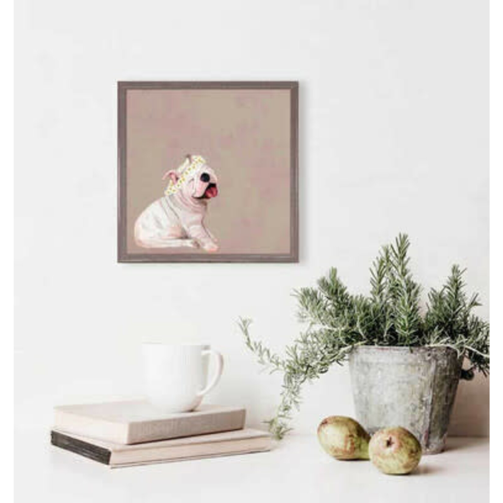 m. lynne designs daisy pup framed canvas