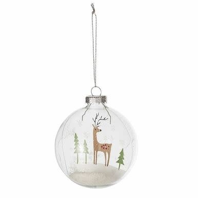 Deer and Snow Ball Ornament