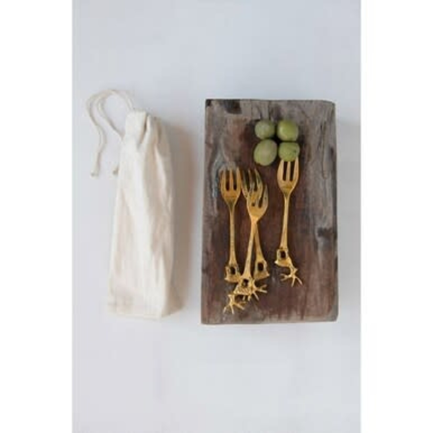m. lynne designs deer brass & stainless steel appetizer fork