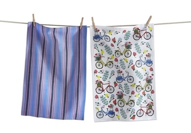 available at m. lynne designs Dishtowel Set, Flower Bike, Set of Two