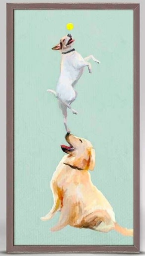 available at m. lynne designs Dog Games Framed Canvas