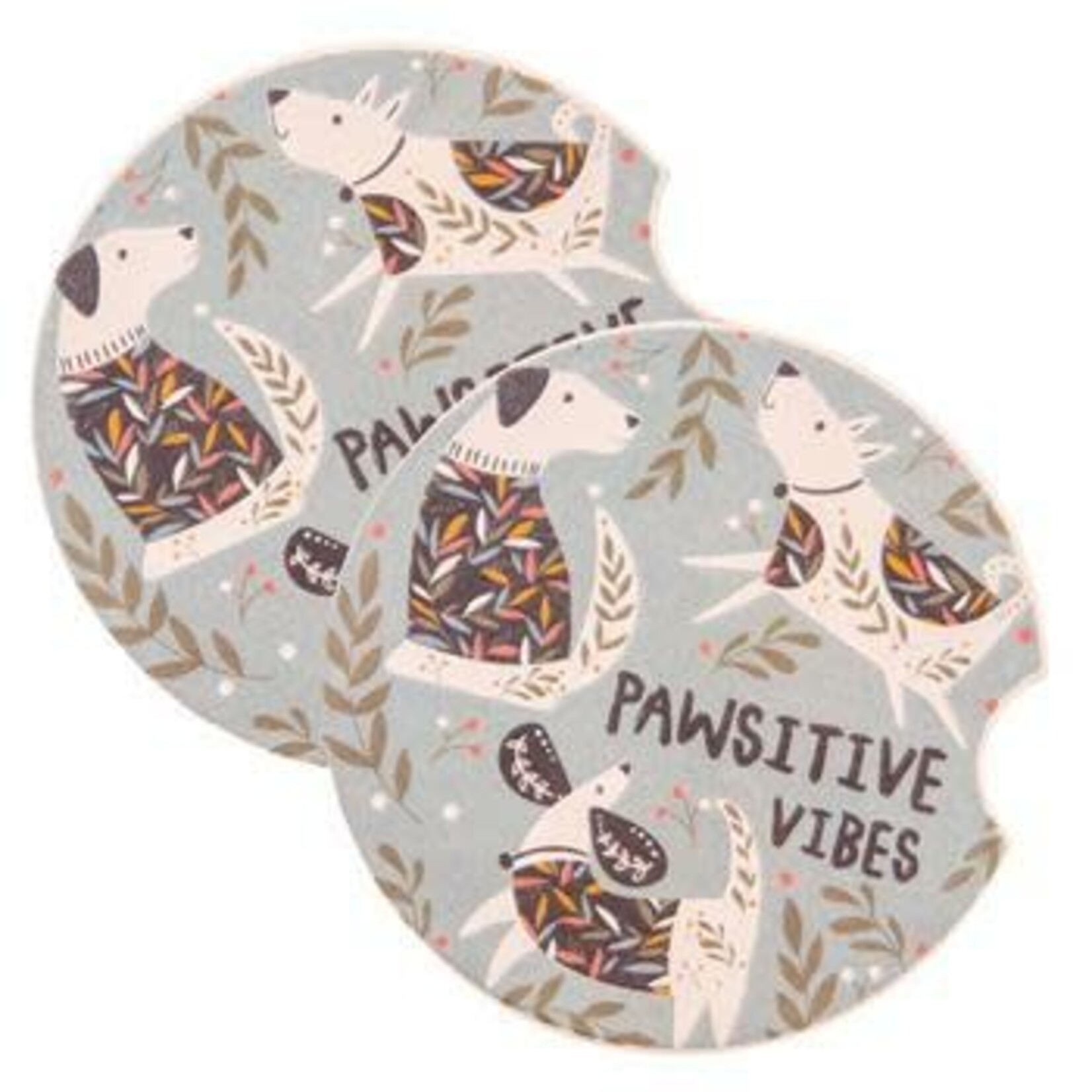m. lynne designs dog pawsitive set of two car coaster