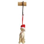 m. lynne designs dog with santa hat & candy cane ornament