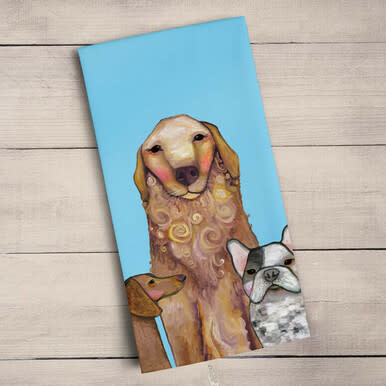 available at m. lynne designs dogs dogs dogs tea towel