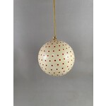 m. lynne designs white with red dots paper mache ball with tassel