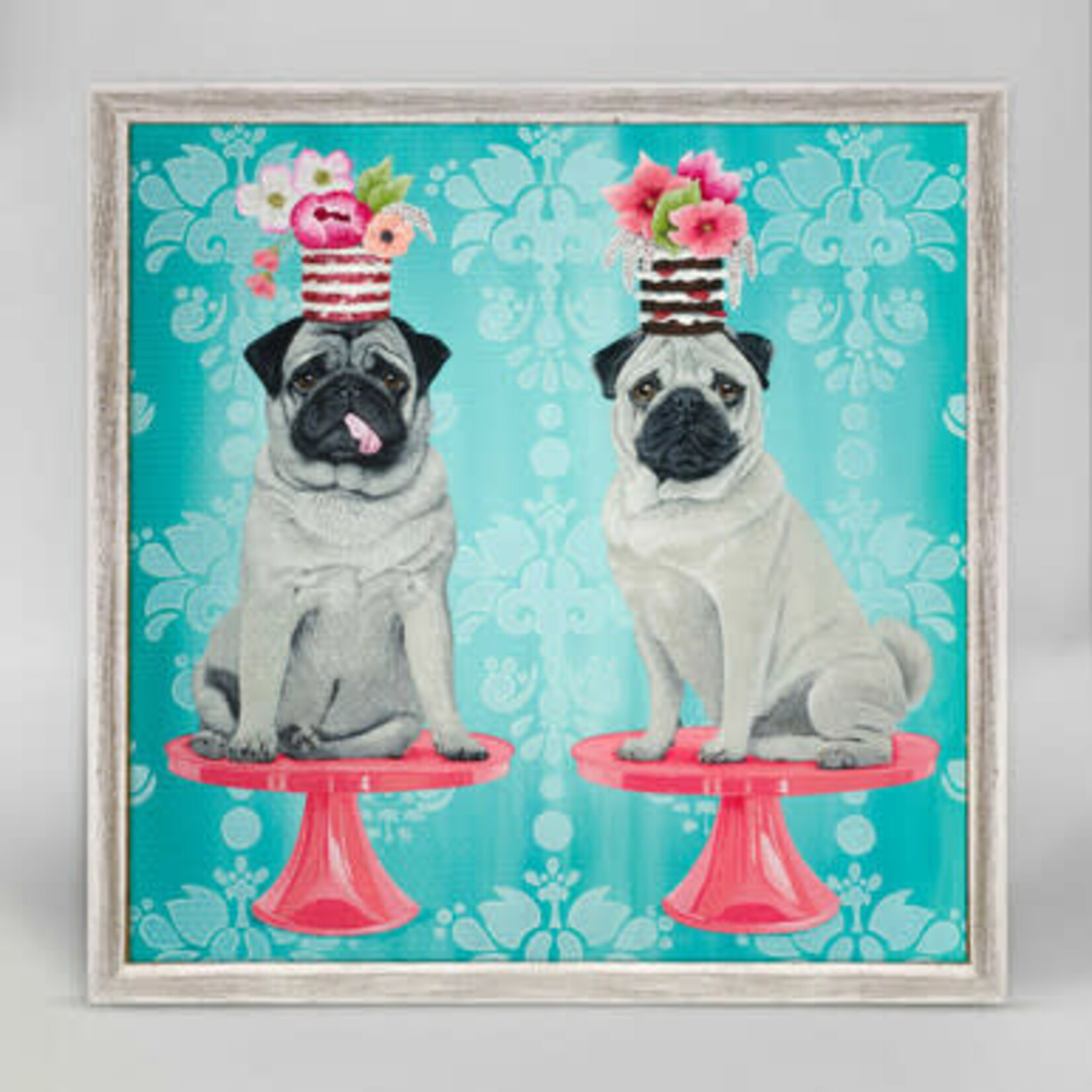 m. lynne designs double pugs framed canvas
