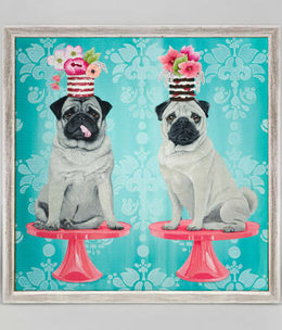 available at m. lynne designs Double Pugs Framed Canvas