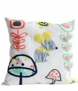 embroidered appliqued mouse pillow
