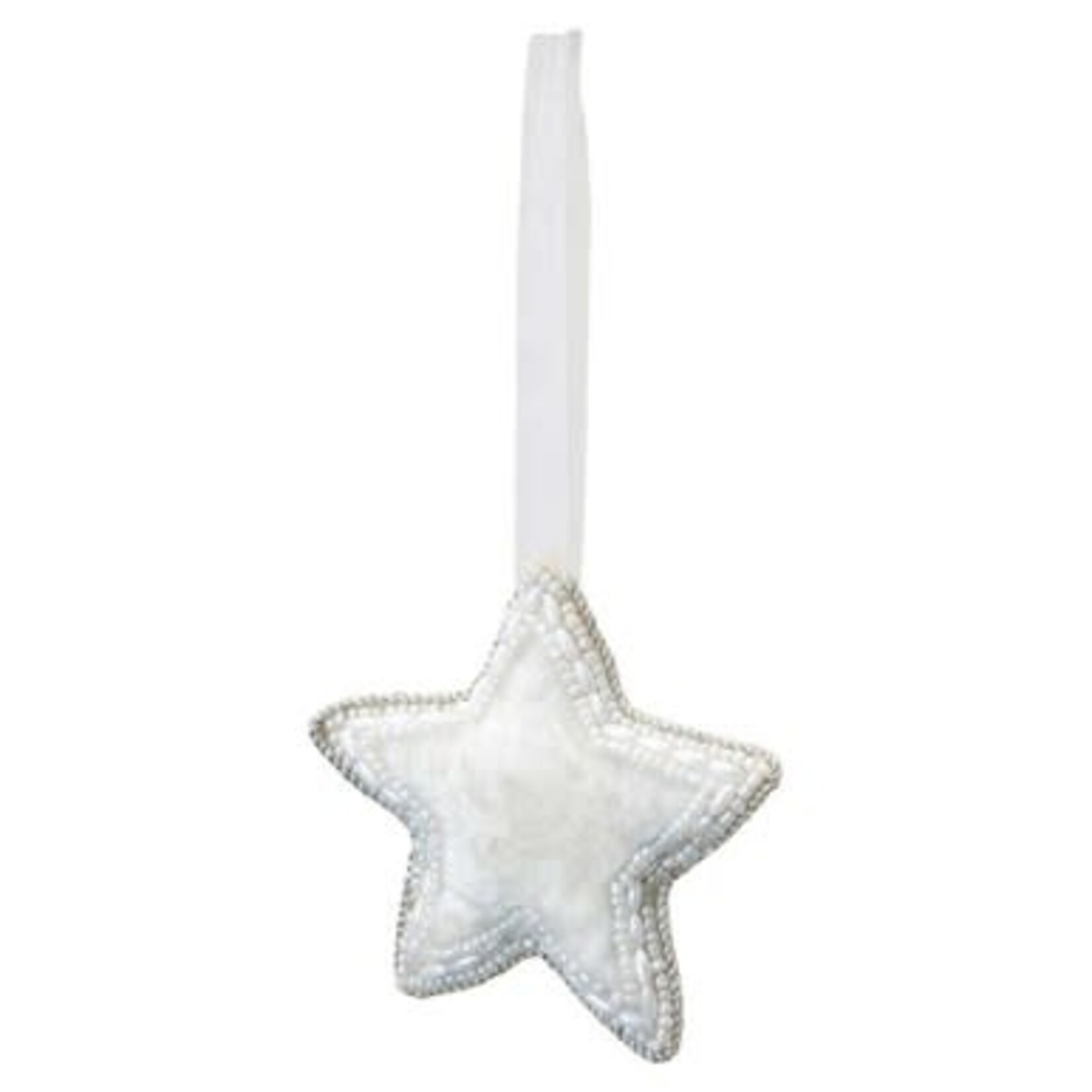 m. lynne designs fabric & beaded white star ornament
