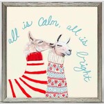 m. lynne designs fair isle llamas framed canvas